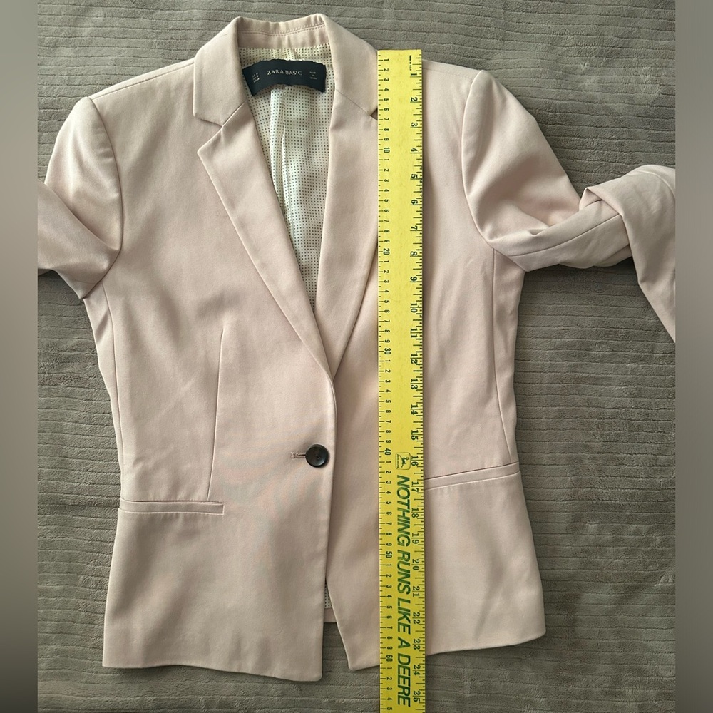 Zara Basic One Button Front Closure Pale Pink Bla… - image 3
